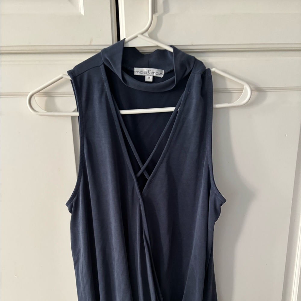 Moa Moa Blue Relaxed Tunic sleeveless top. Size medium.